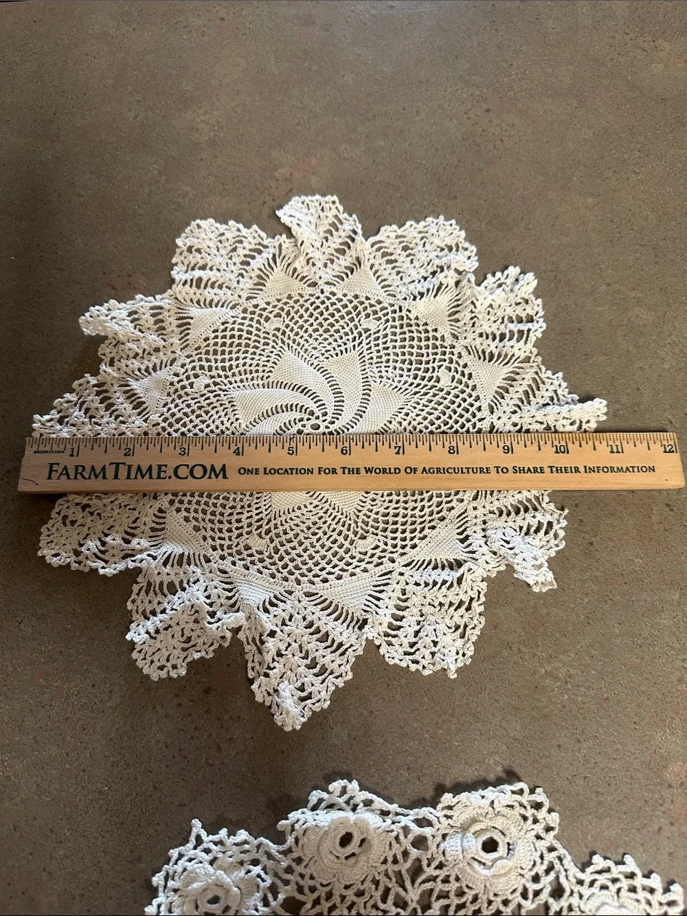 Vintage Handmade Crochet Lace Doilies White Set of 4 Pinwheel Rose